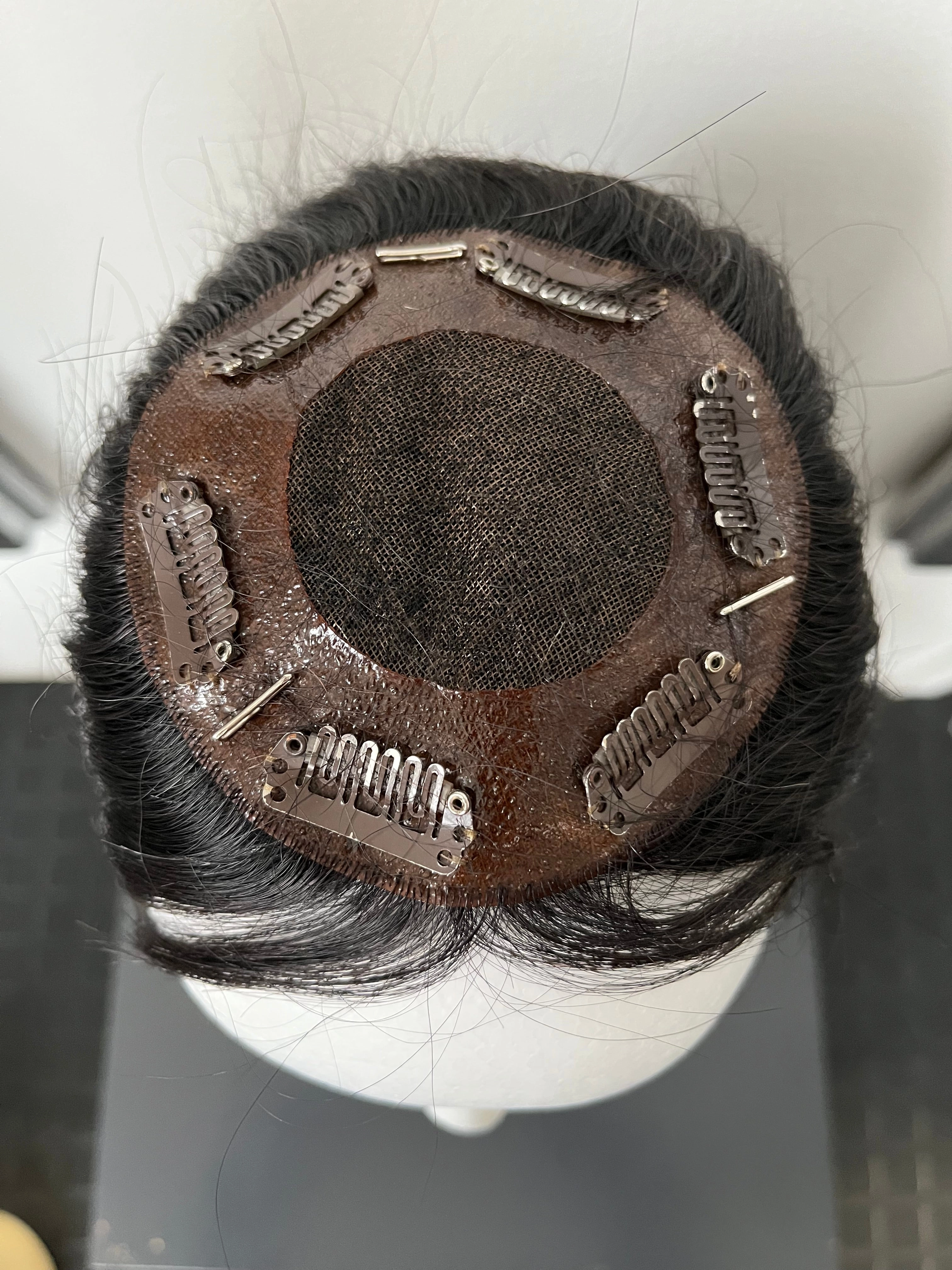 100% NATURAL VIRGIN EUROPEAN HUMAN HAIR MINI TOPPER 17" DARK BROWN