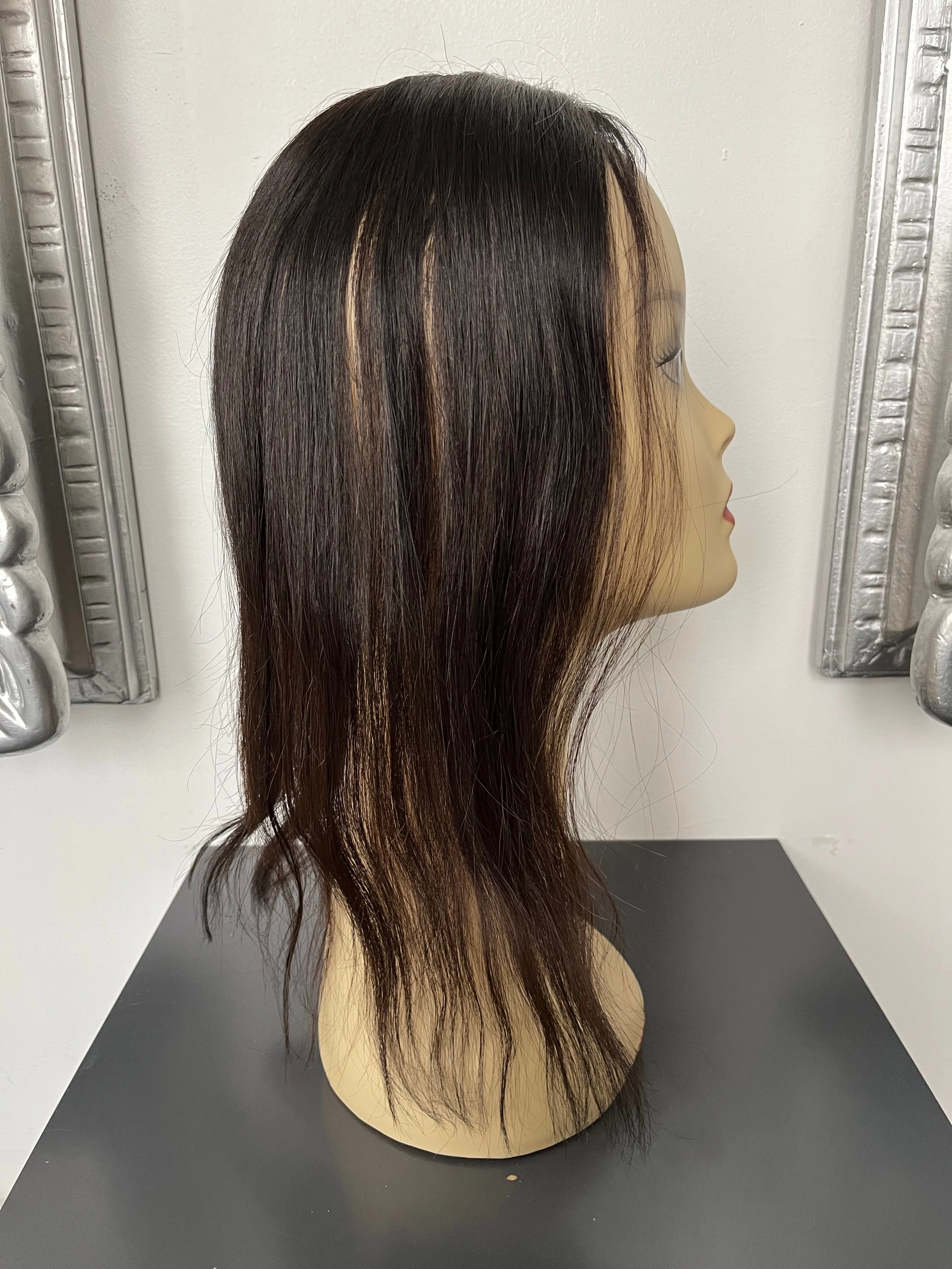 100% NATURAL VIRGIN EUROPEAN HUMAN HAIR MINI TOPPER 17" DARK BROWN