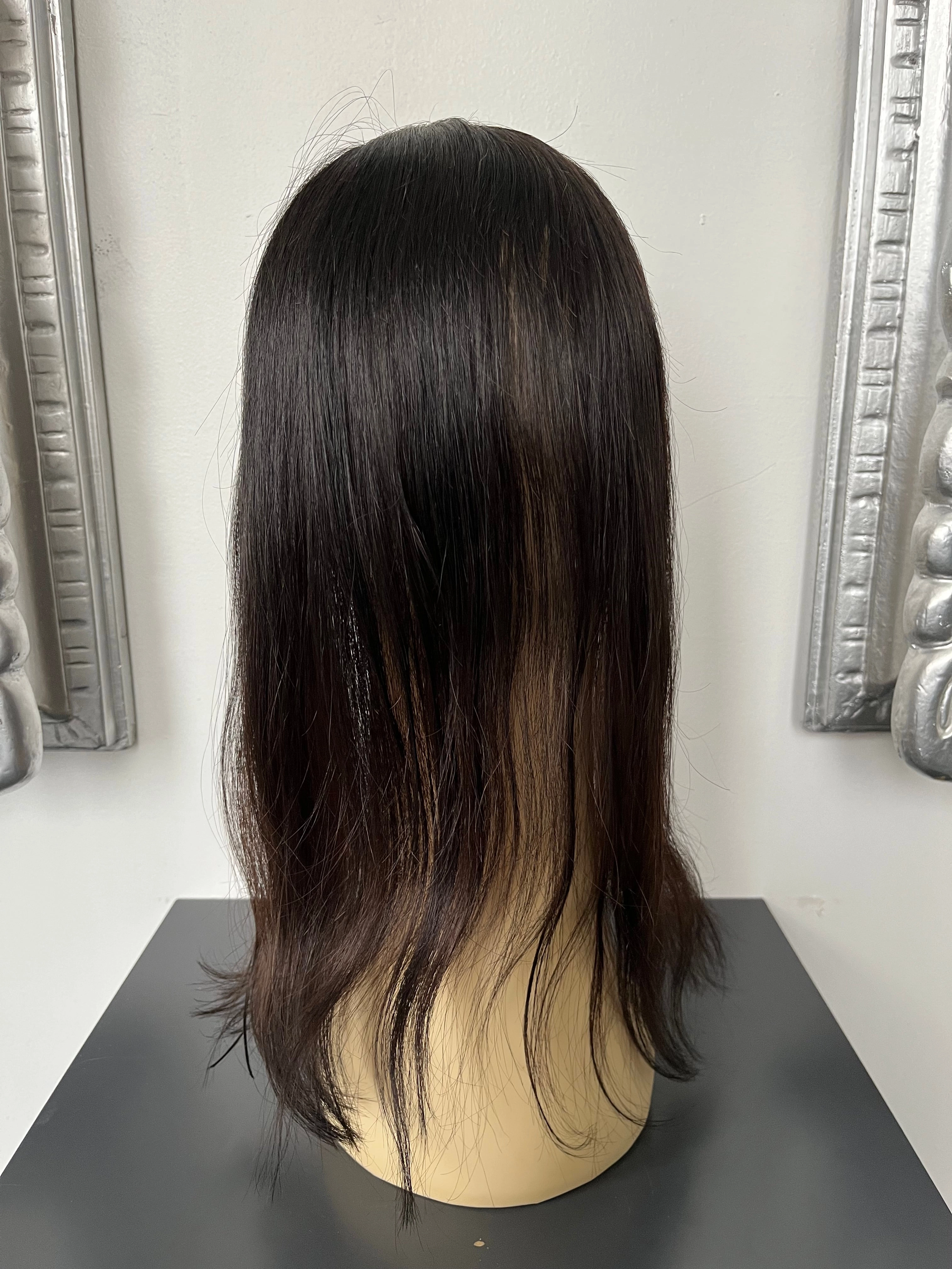 100% NATURAL VIRGIN EUROPEAN HUMAN HAIR MINI TOPPER 17" DARK BROWN
