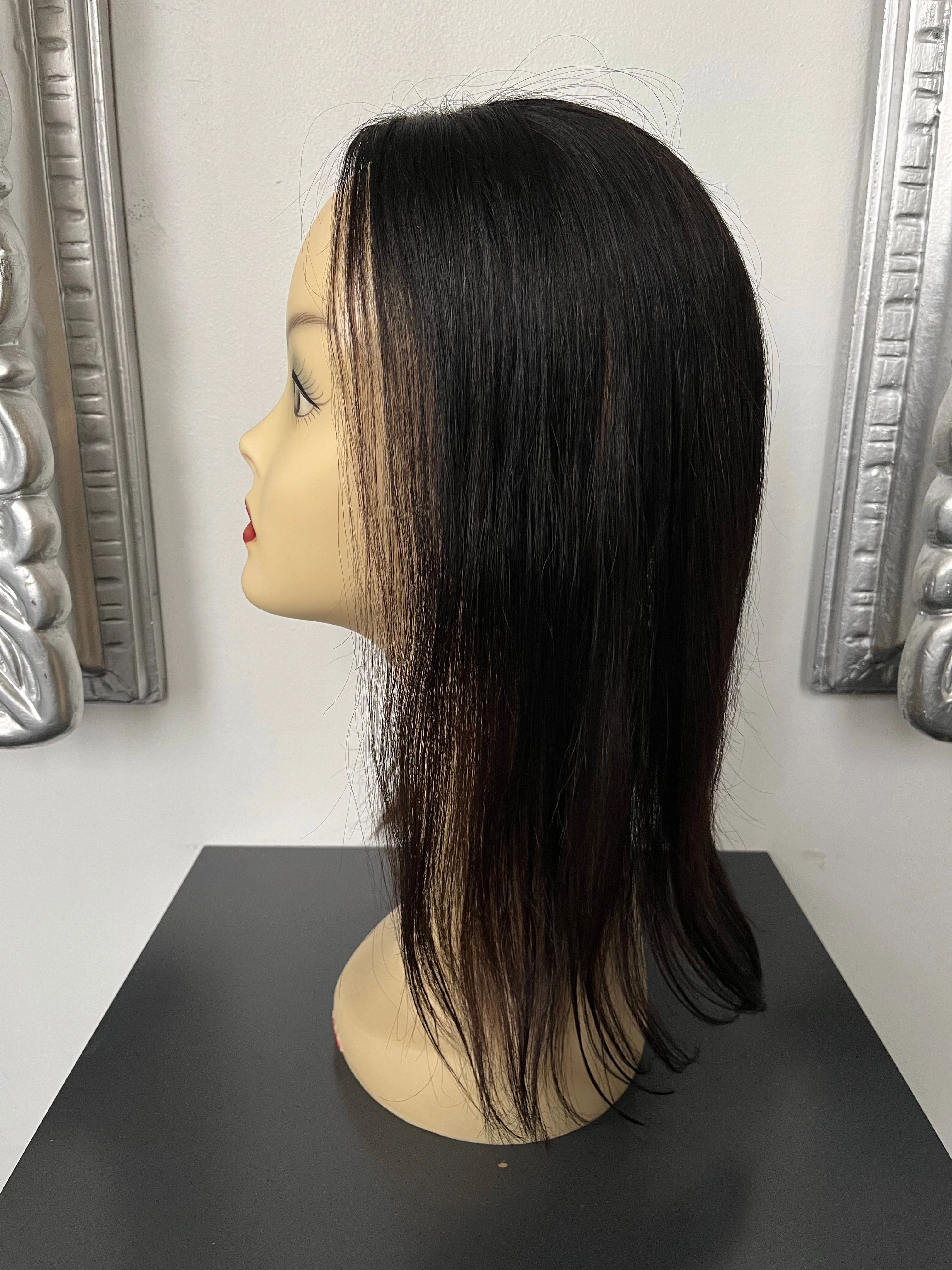 100% NATURAL VIRGIN EUROPEAN HUMAN HAIR MINI TOPPER 17" DARK BROWN