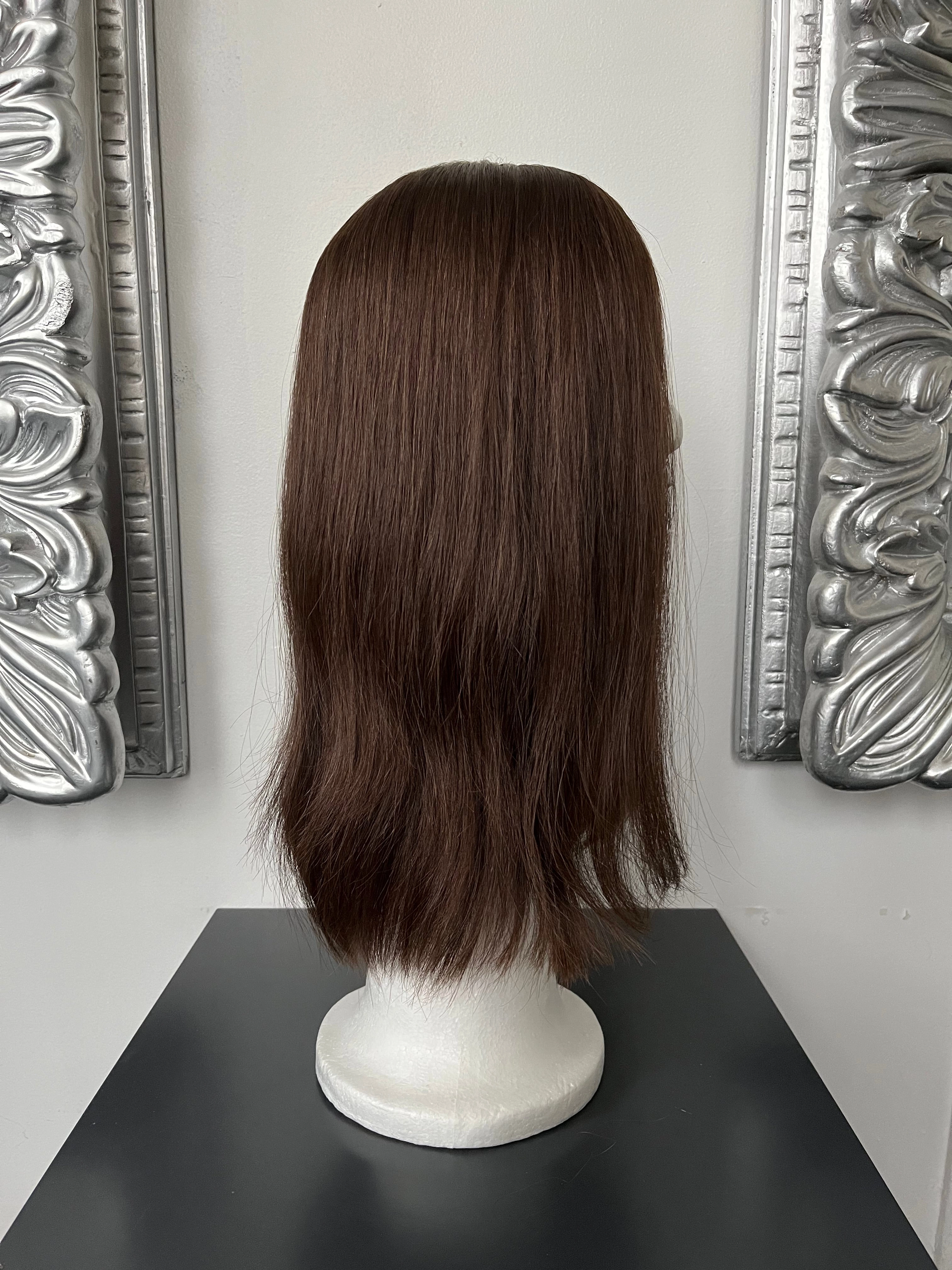 100% NATURAL VIRGIN EUROPEAN HUMAN HAIR TOPPER 16" LIGHT BROWN