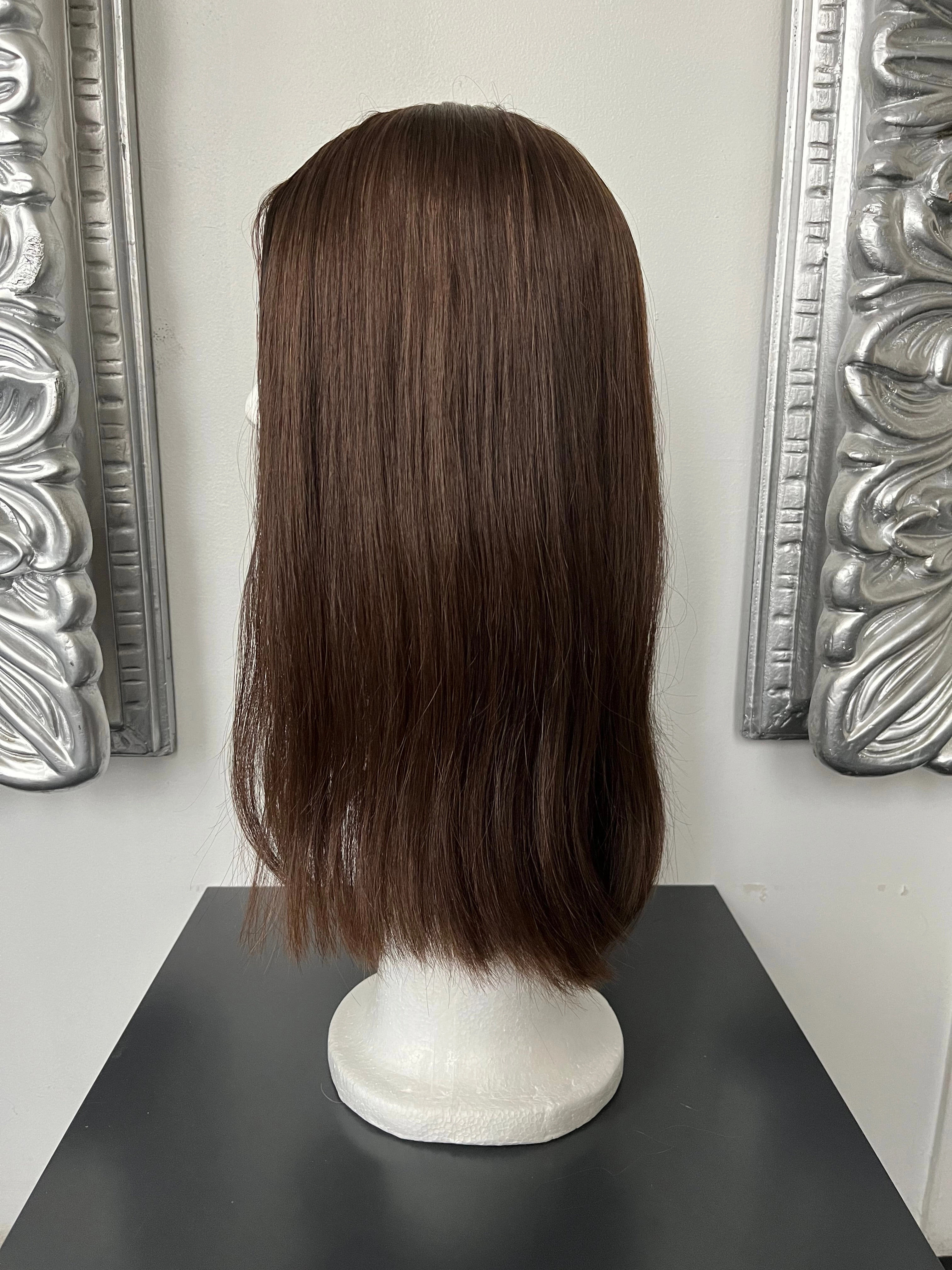 100% NATURAL VIRGIN EUROPEAN HUMAN HAIR TOPPER 16" LIGHT BROWN