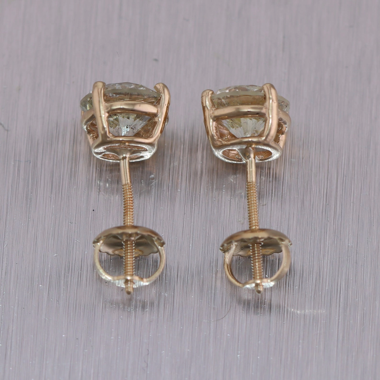 14k Yellow Gold 2.08ctw Diamond Stud Earrings