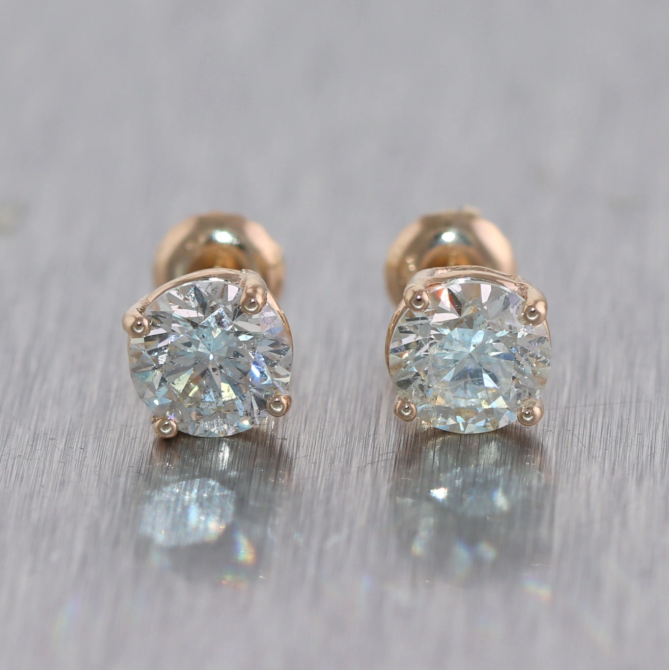 14k Yellow Gold 2.08ctw Diamond Stud Earrings