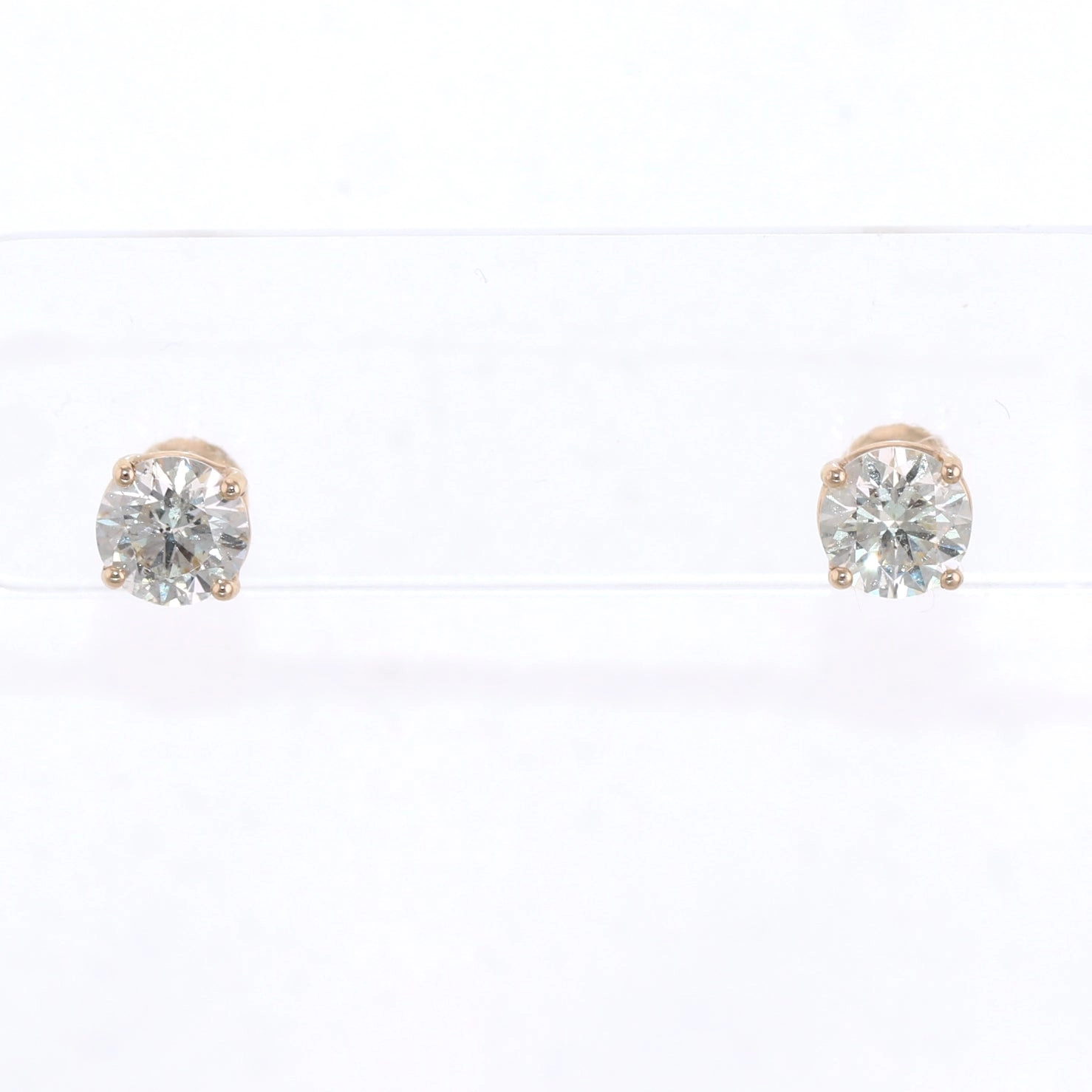 14k Yellow Gold 2.08ctw Diamond Stud Earrings