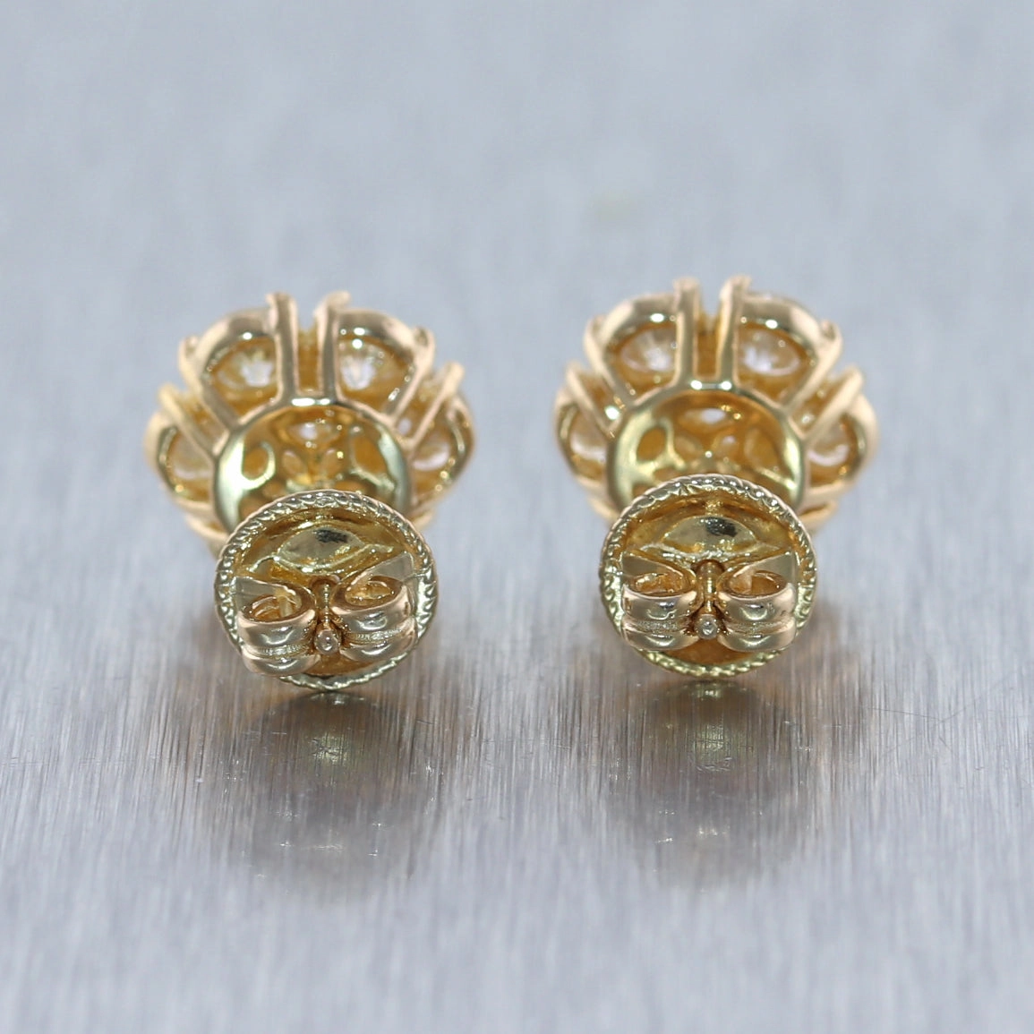 14k Yellow Gold 2.75ctw Diamond Cluster Stud Earrings