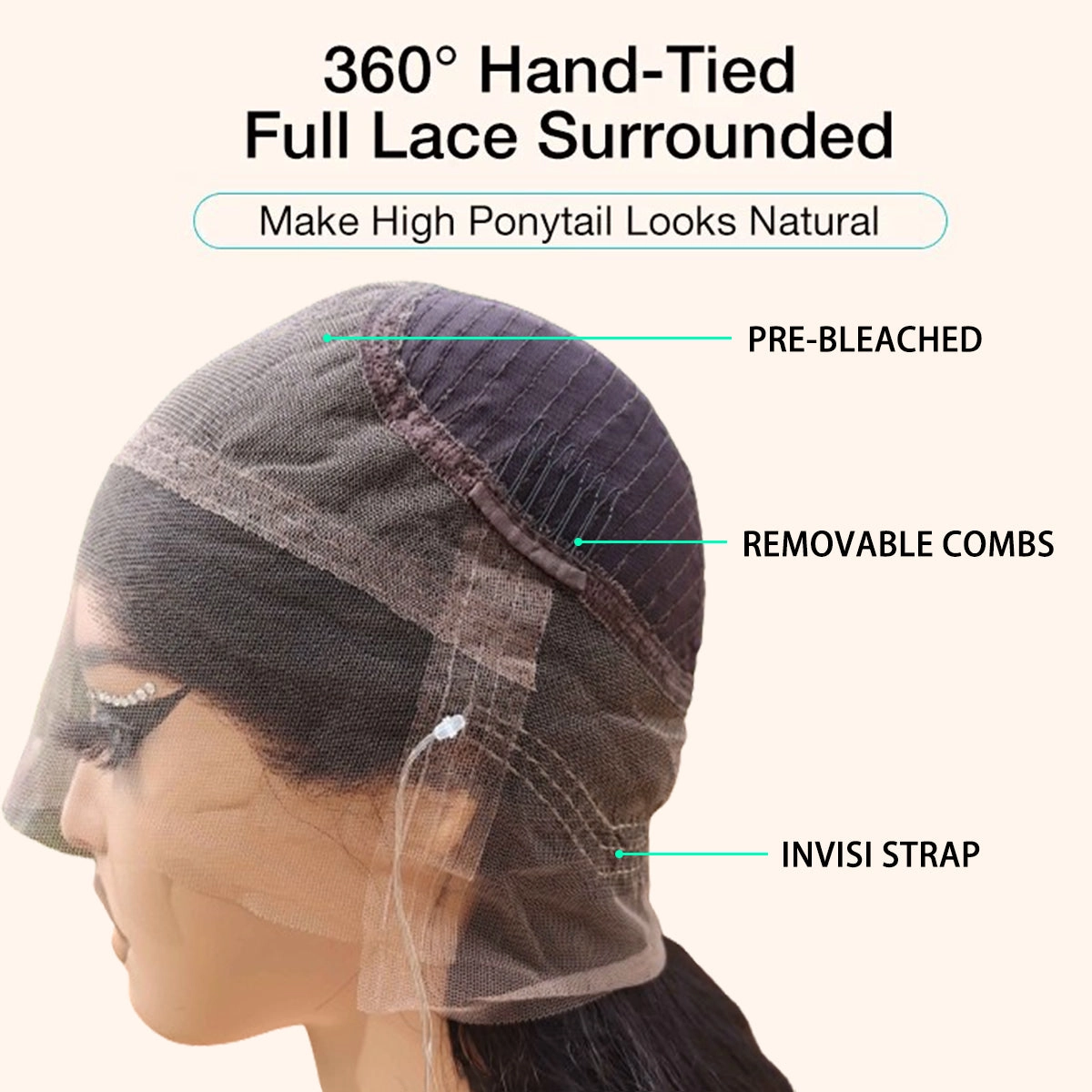 24hrs shipping Chinalacewig Brazilian Virgin Hair Glueless 360 HD Lace Wigs With Bleached Knots NCF170