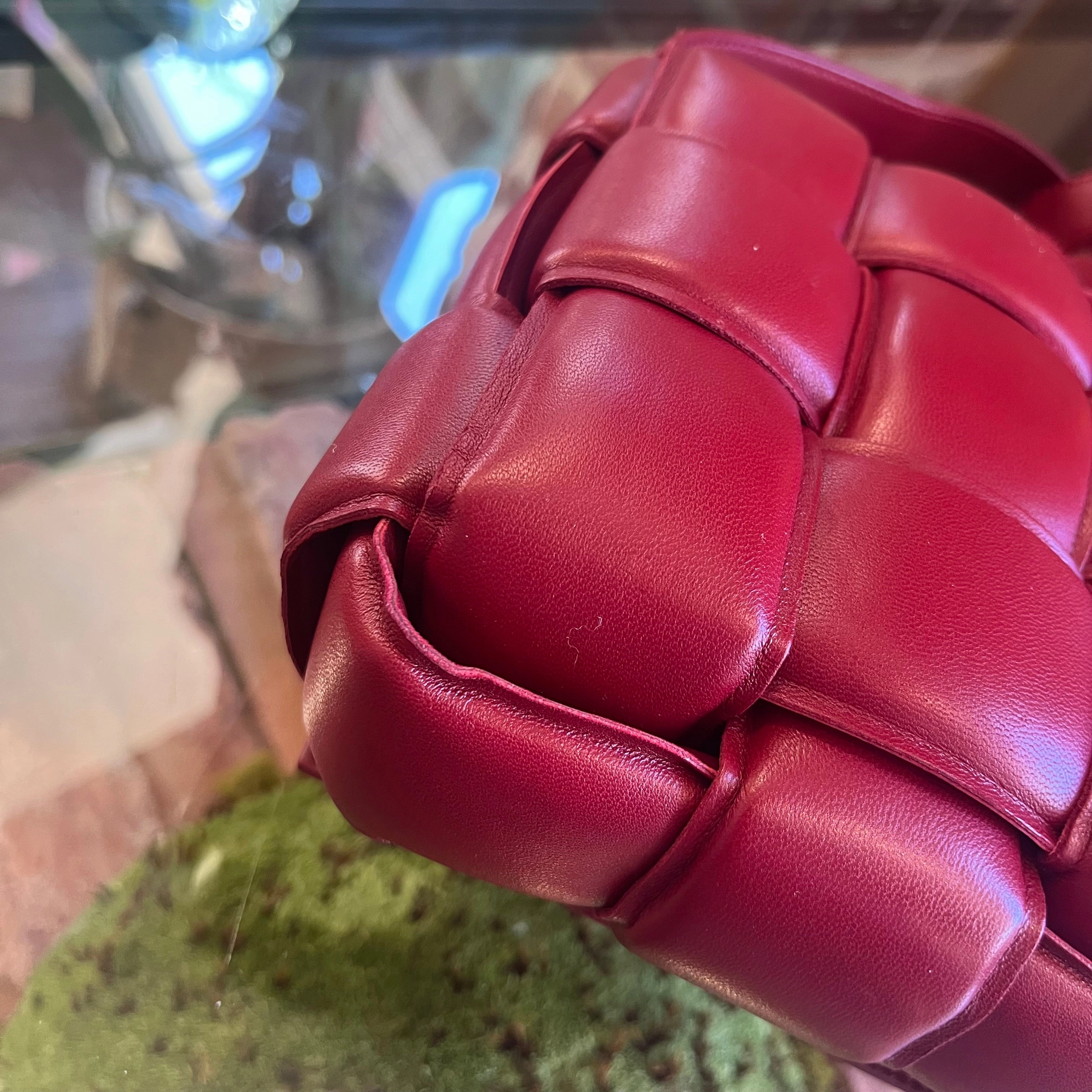 BOTTEGA VENETA The Cassette Padded Burgundy Leather Crossbody Bag