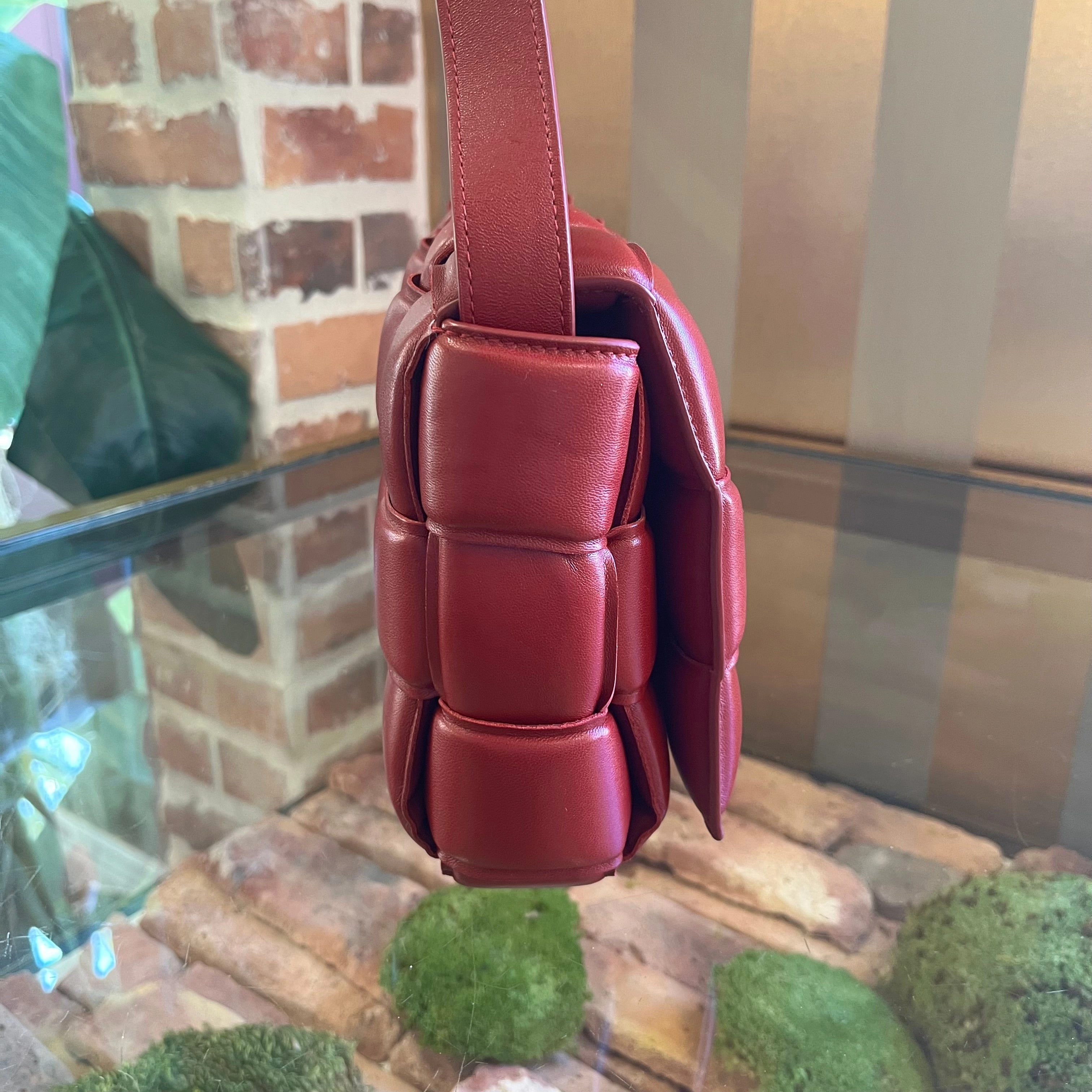 BOTTEGA VENETA The Cassette Padded Burgundy Leather Crossbody Bag