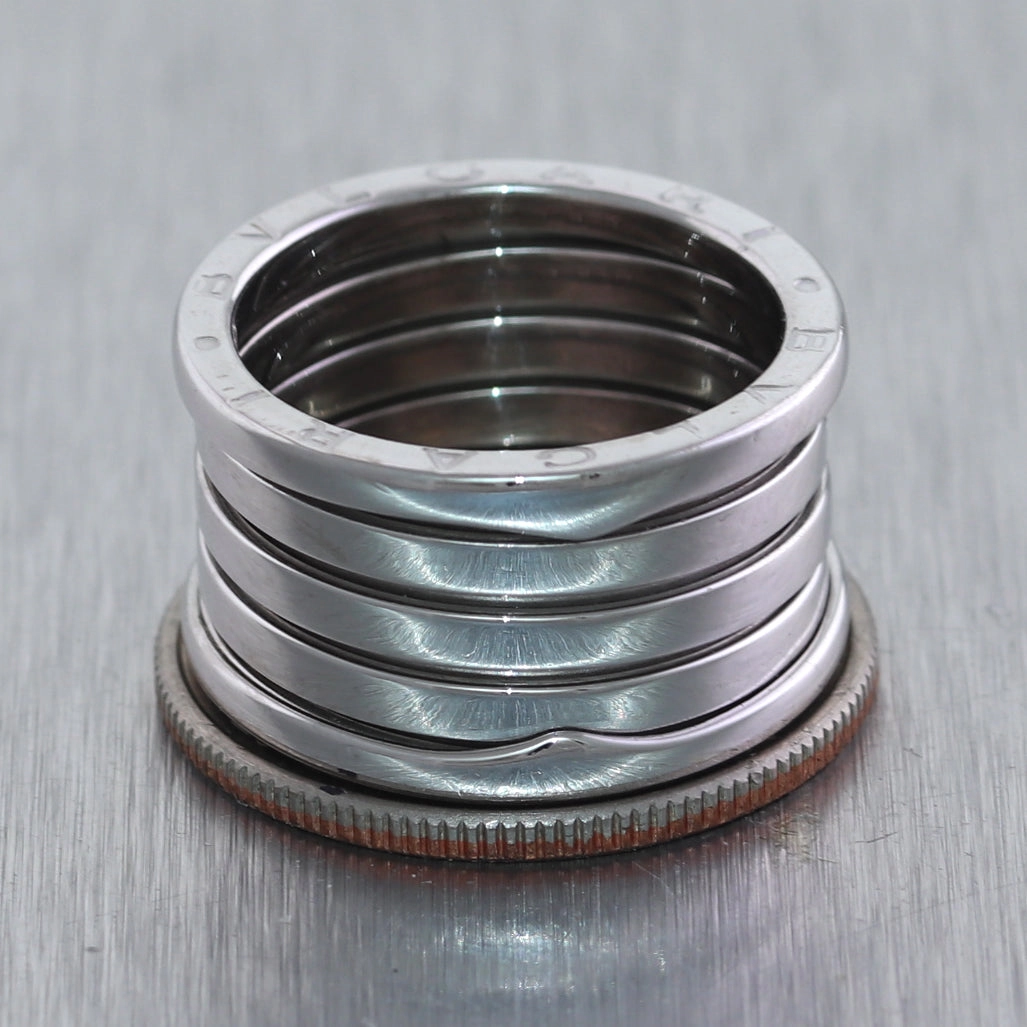 Bulgari 18k White Gold B.Zero1 Four Row Band Ring