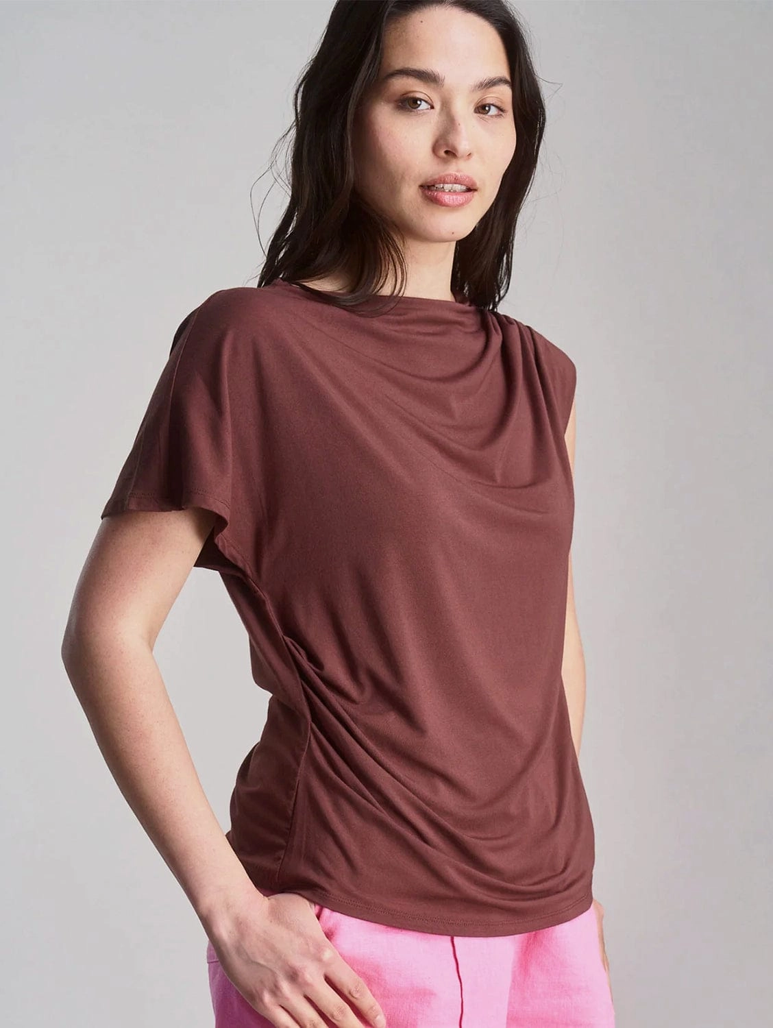 Cate Women's Modal Jersey Top | Chocolate