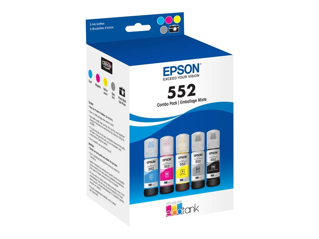 Epson 552 Multi-pack - 5-pack - 70 ml - High Capacity - gray, yellow, cyan, magenta, photo black - original - ink refill - for T552920-S