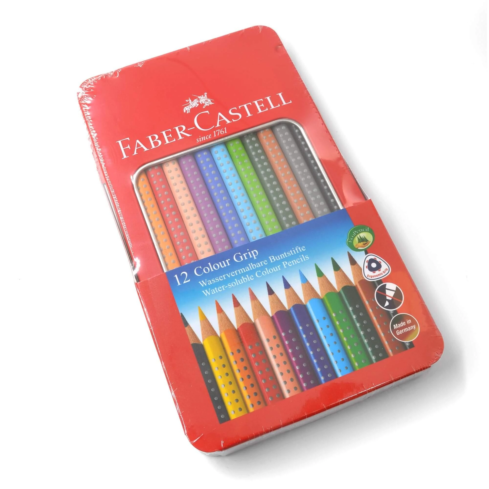 Faber-Castell 112413 Colour Grip Wood Colour Pencil, Tin of 12 (3 Pack)