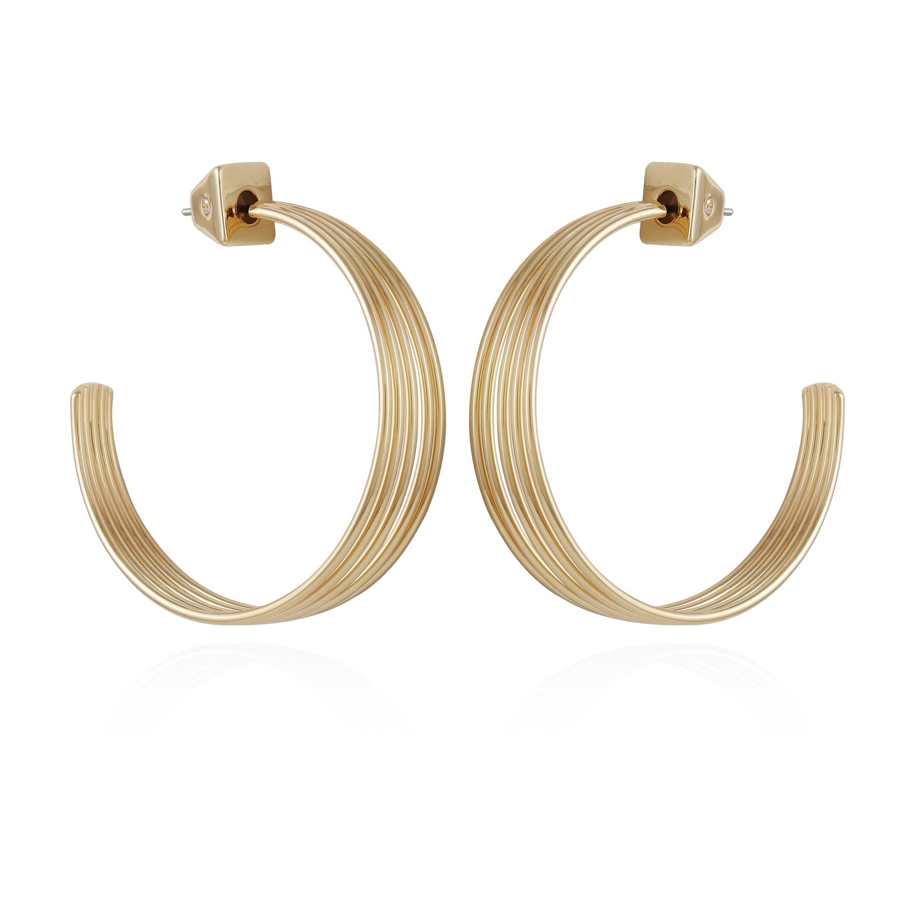 Goldtone Open Stacked Hoop Earrings