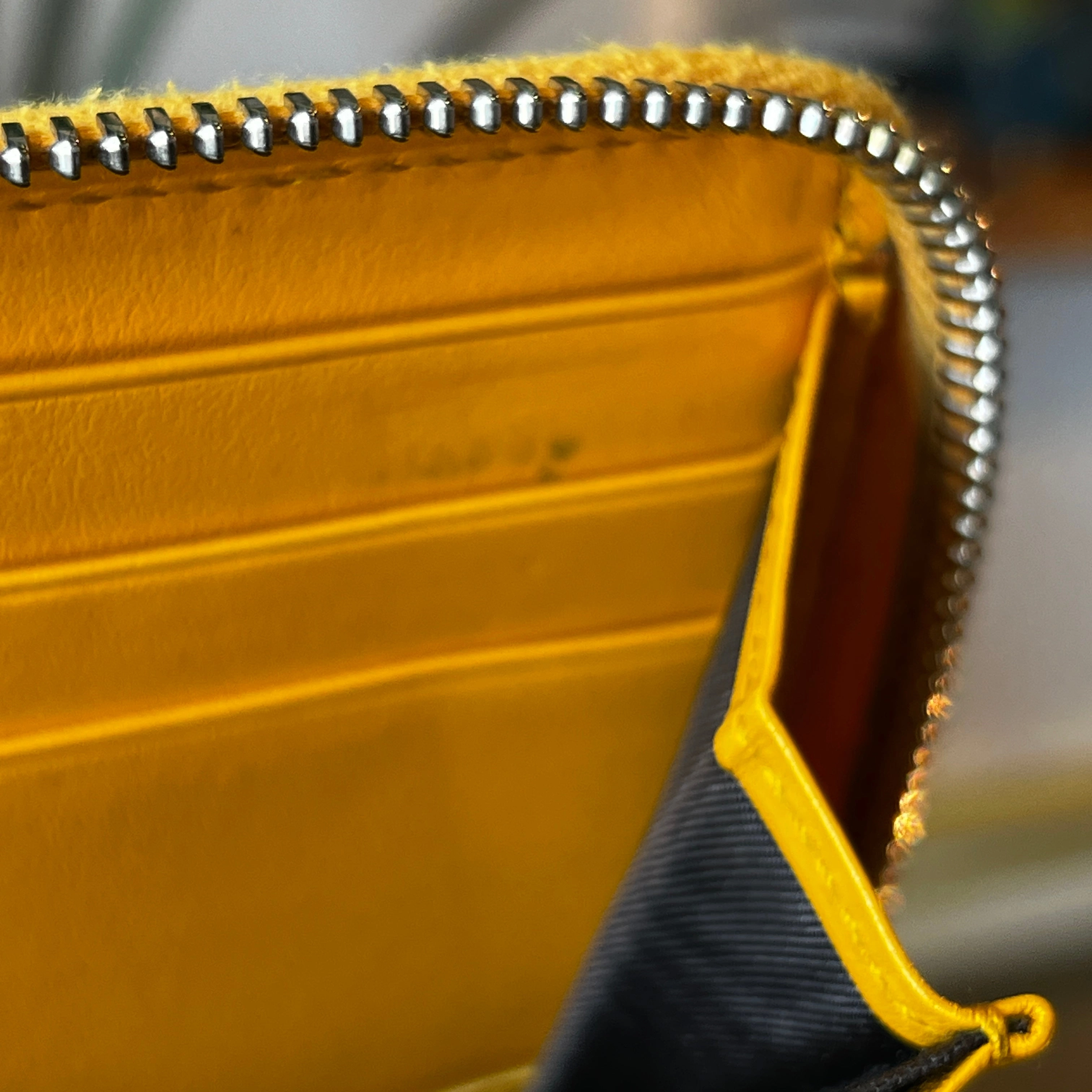 GUCCI GG Yellow Embossed Leather Zip Around Wallet