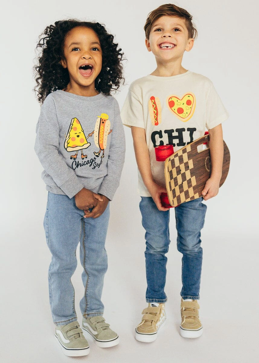 Hot Dog. Pizza. CHI Toddler Tee - Natural