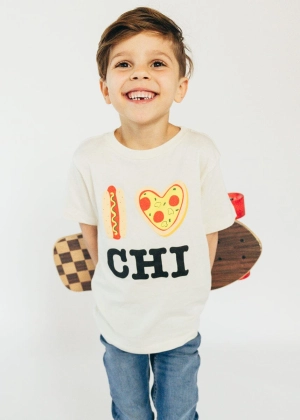 Hot Dog. Pizza. CHI Toddler Tee - Natural