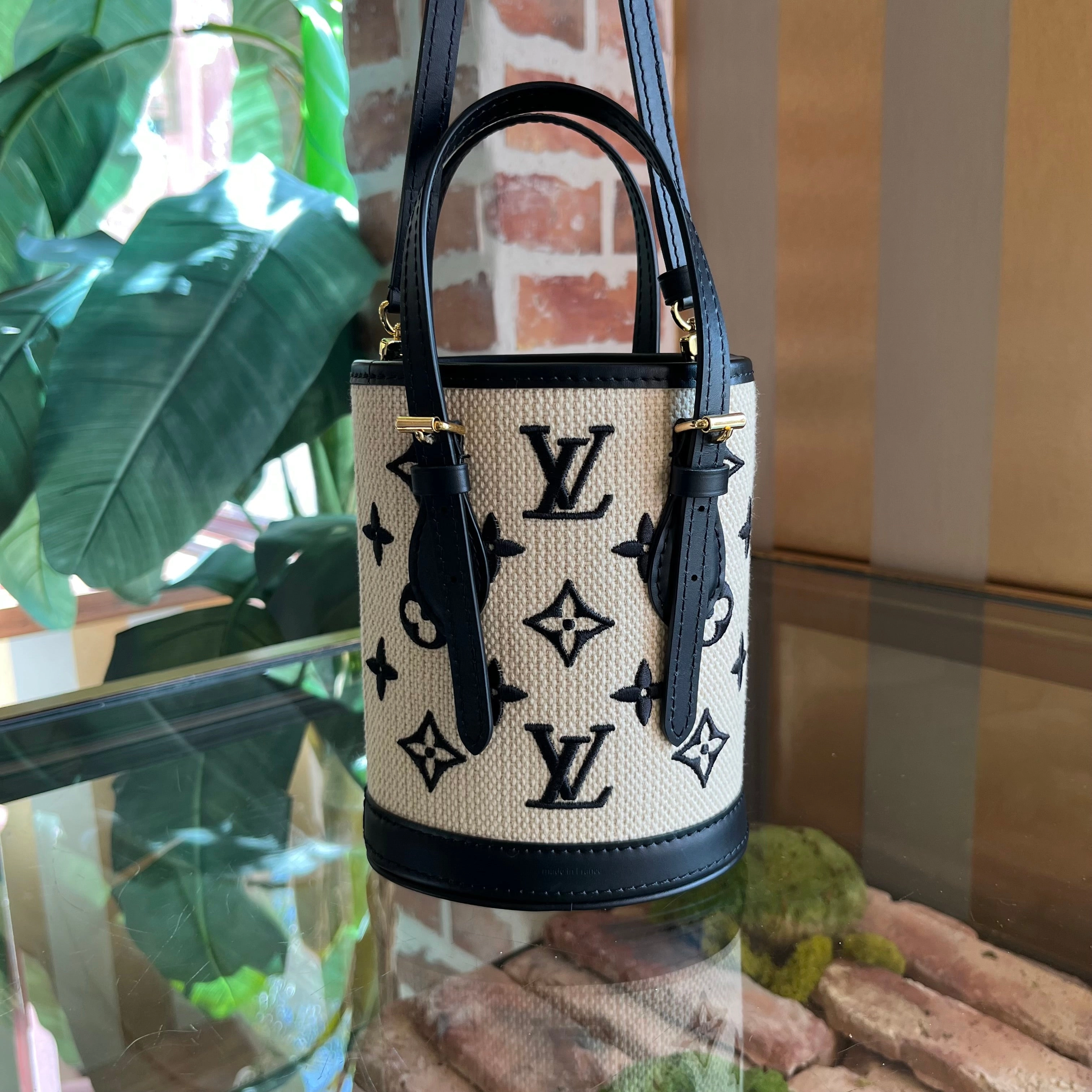 LOUIS VUITTON Black Monogram Nano Bucket Bag TS3989