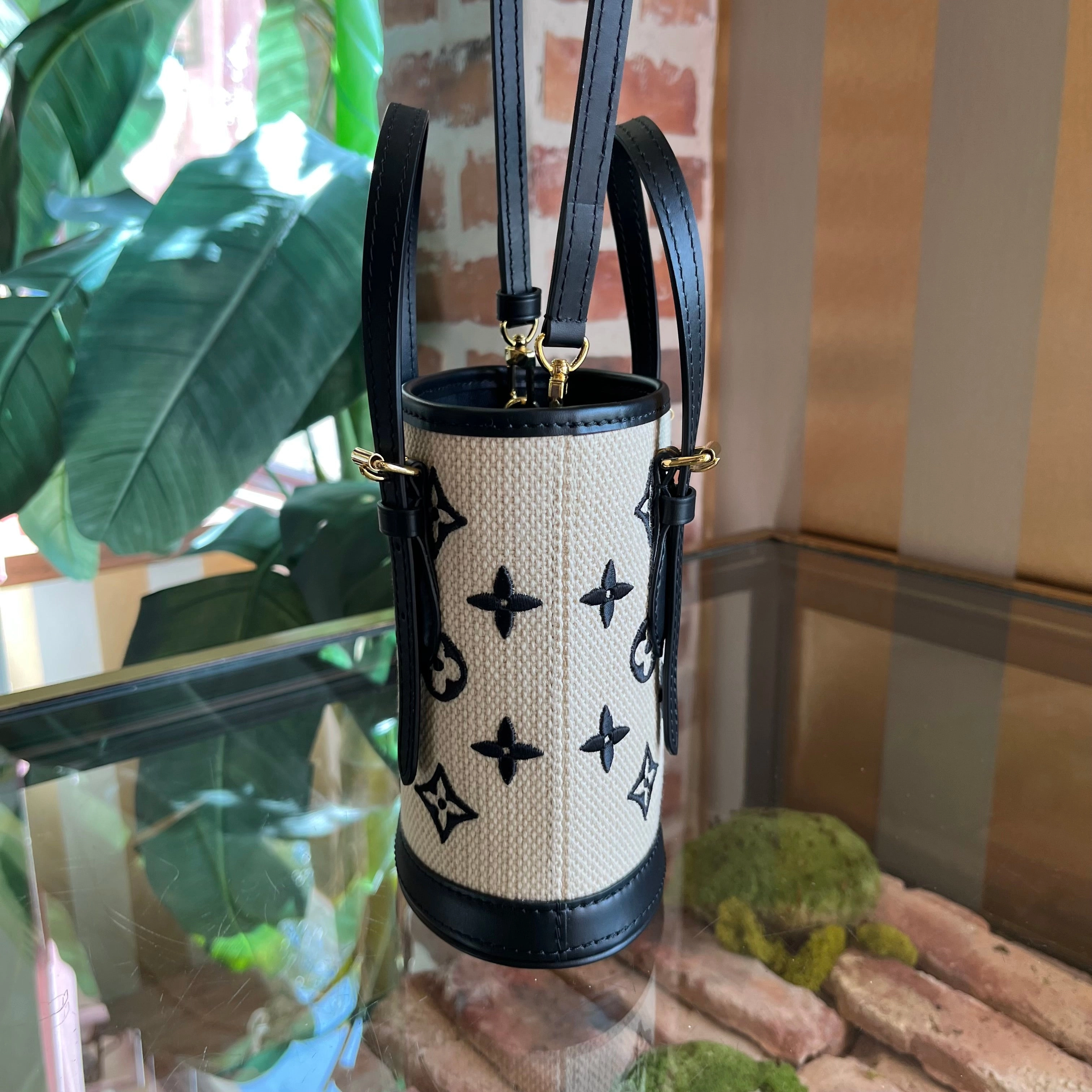 LOUIS VUITTON Black Monogram Nano Bucket Bag TS3989