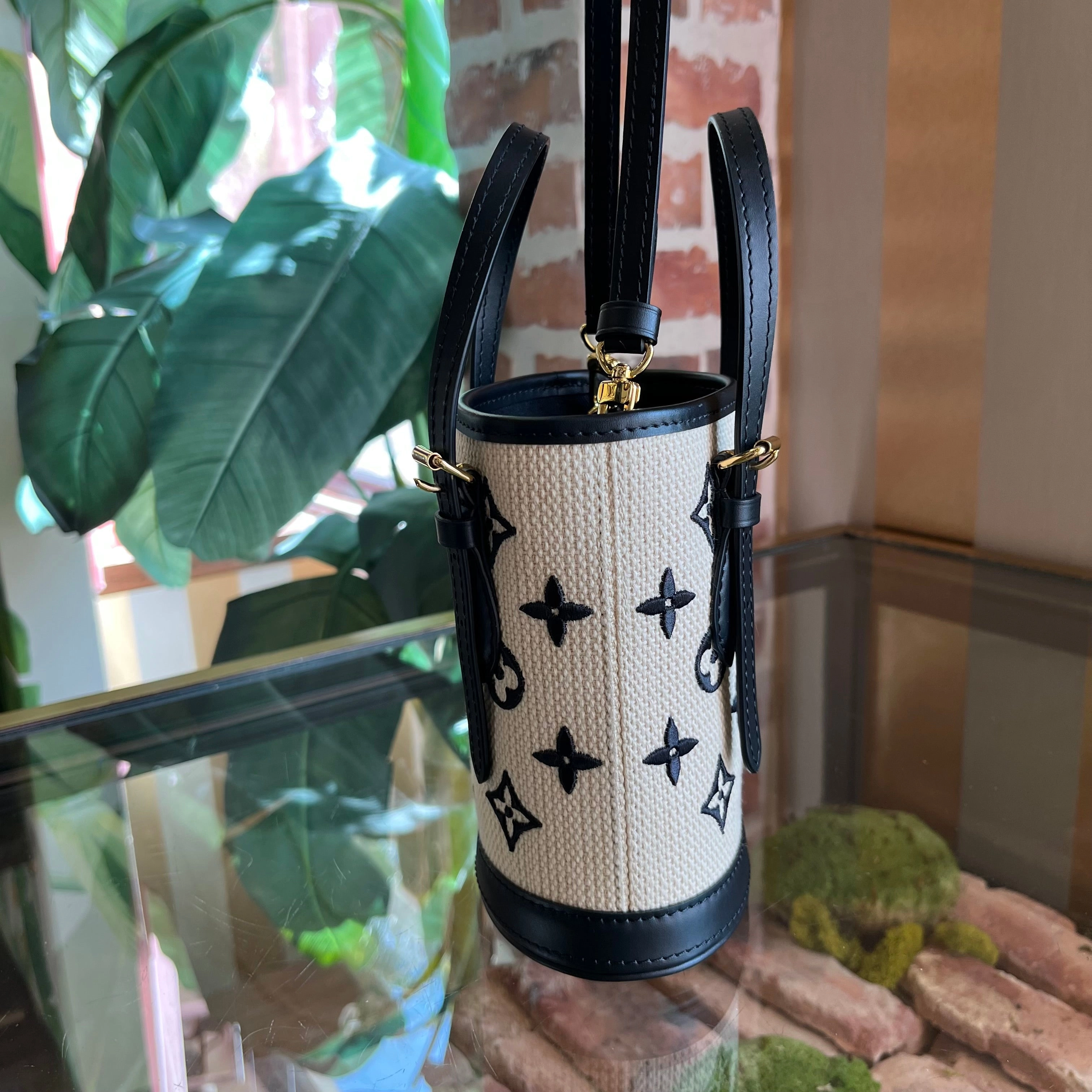 LOUIS VUITTON Black Monogram Nano Bucket Bag TS3989