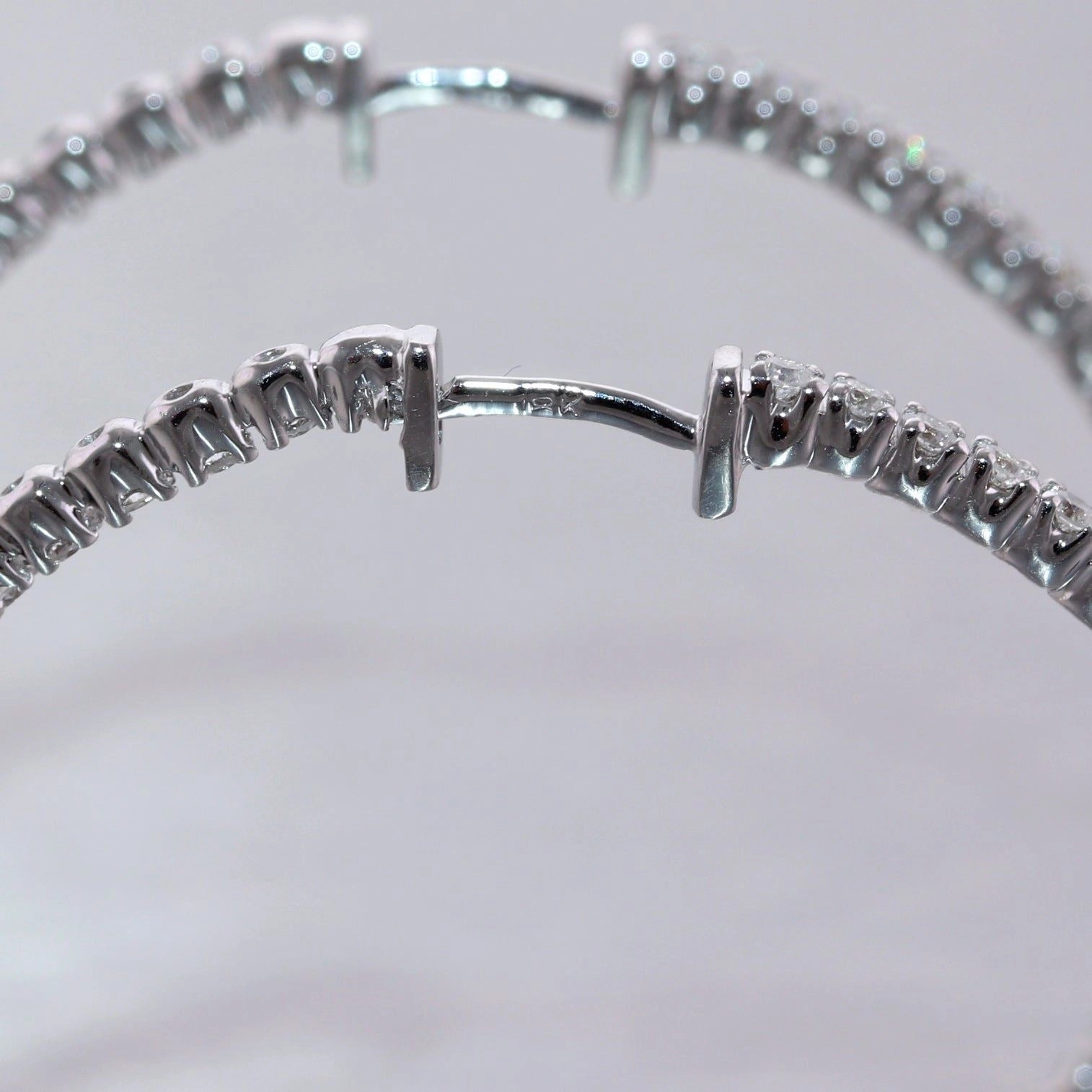 Modern 14k White Gold 2ctw Diamond In & Out Hoop Earrings