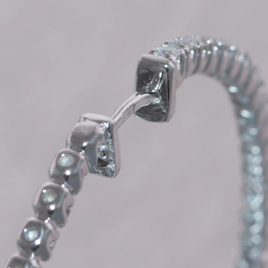 Modern 14k White Gold 2ctw Diamond In & Out Hoop Earrings