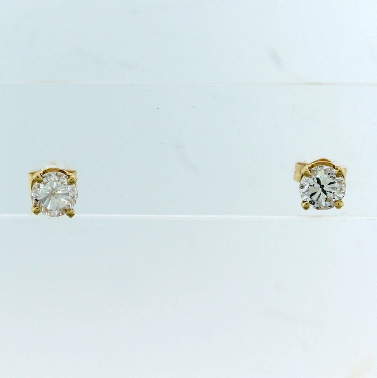 Modern 14k Yellow Gold 1.20ctw Diamond Earring Studs
