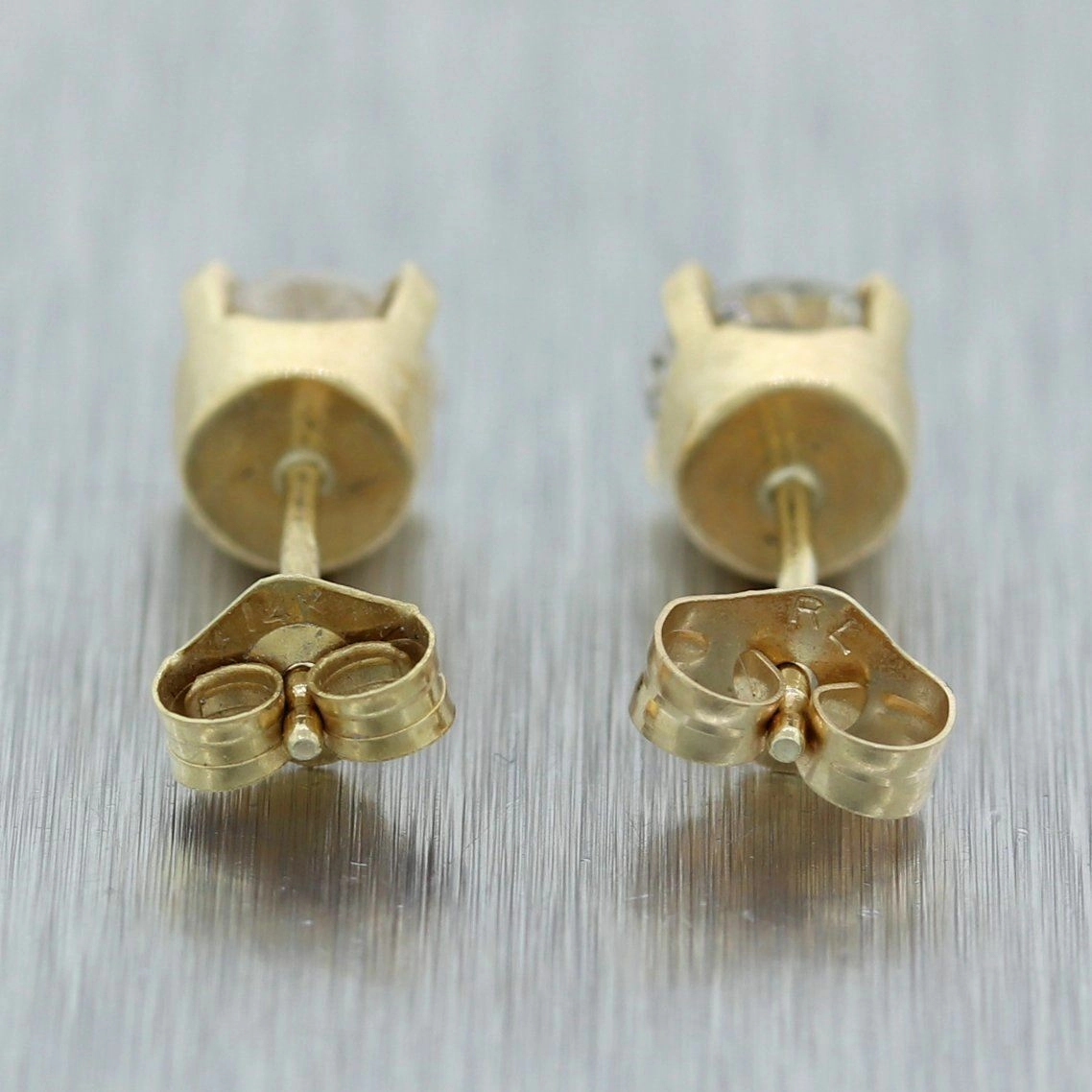 Modern 14k Yellow Gold 1.20ctw Diamond Earring Studs