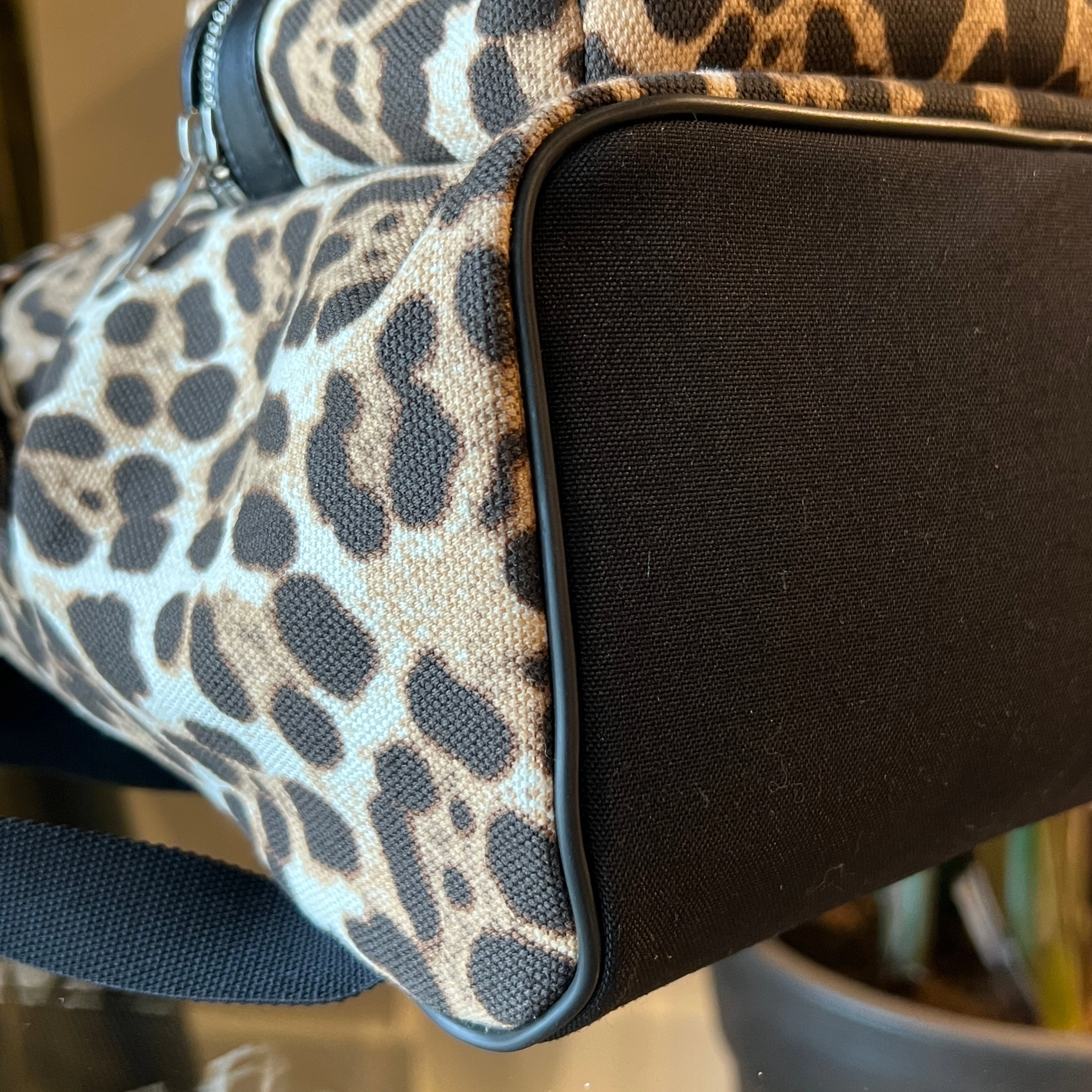 SAINT LAURENT City Bag Leopard Print Backpack