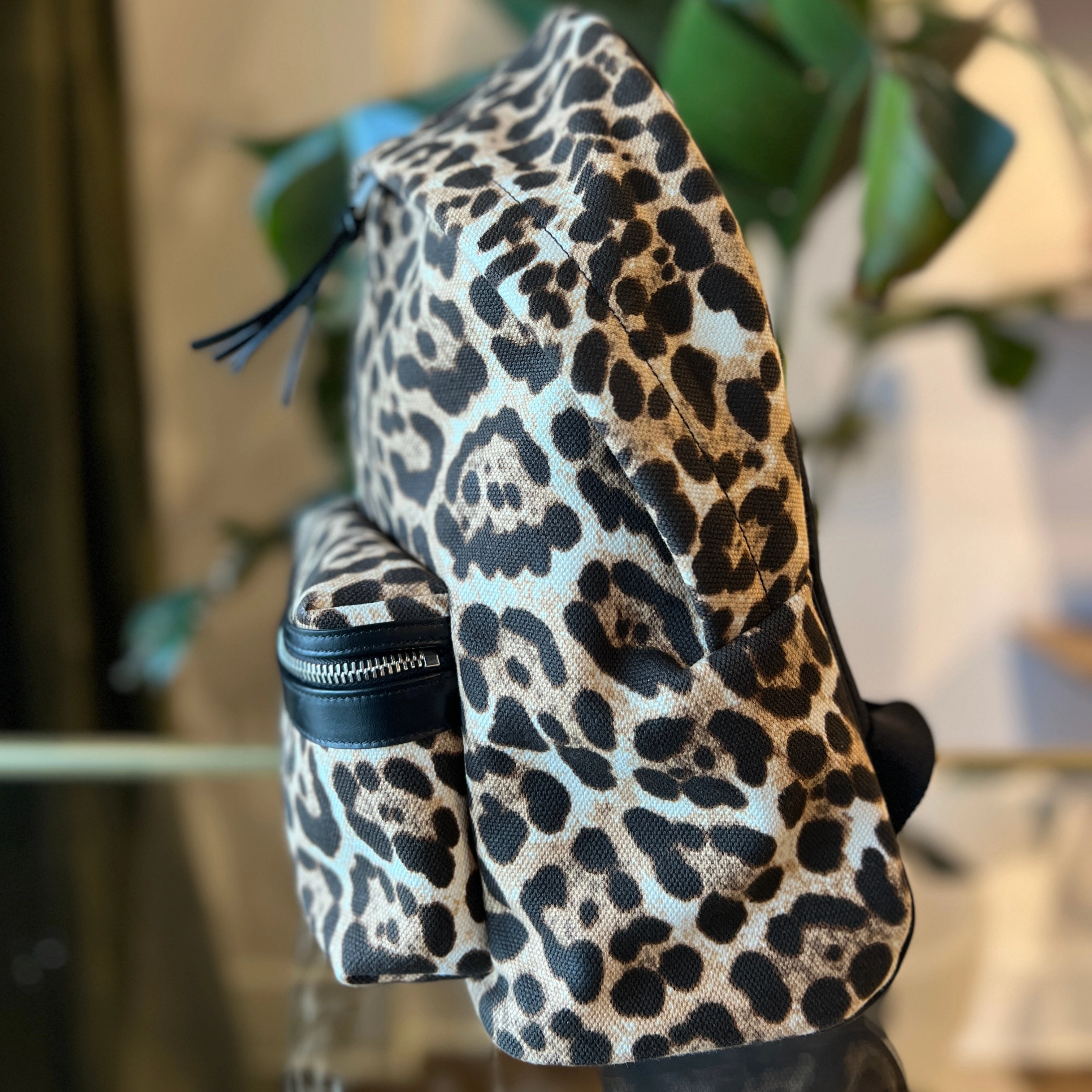 SAINT LAURENT City Bag Leopard Print Backpack