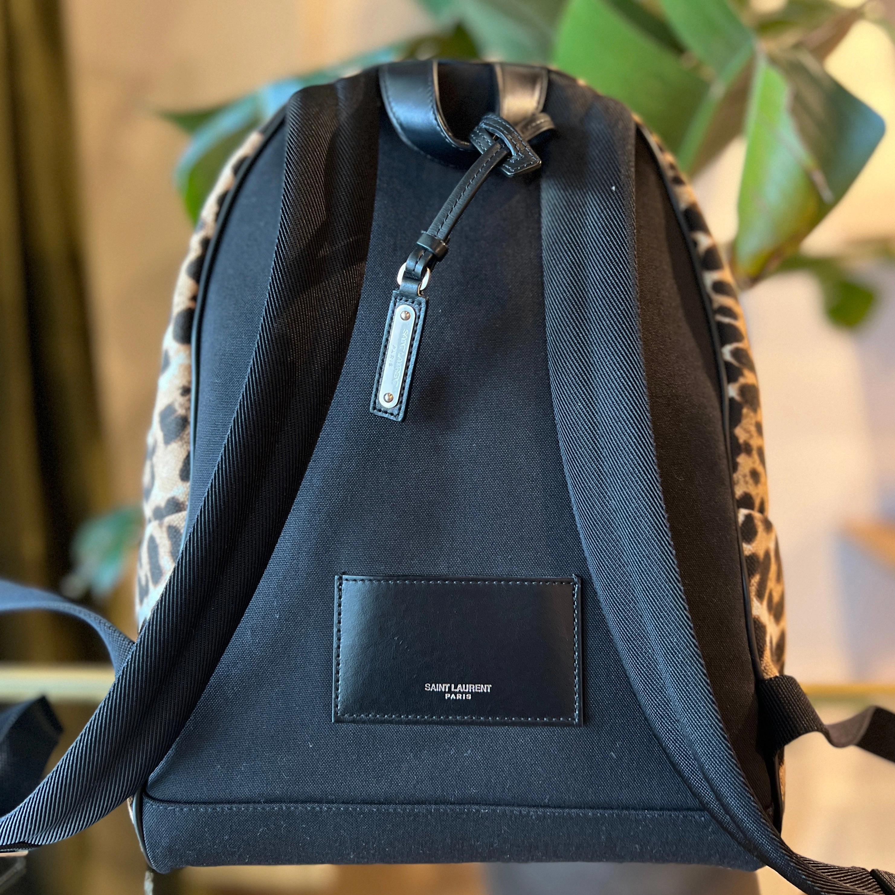 SAINT LAURENT City Bag Leopard Print Backpack