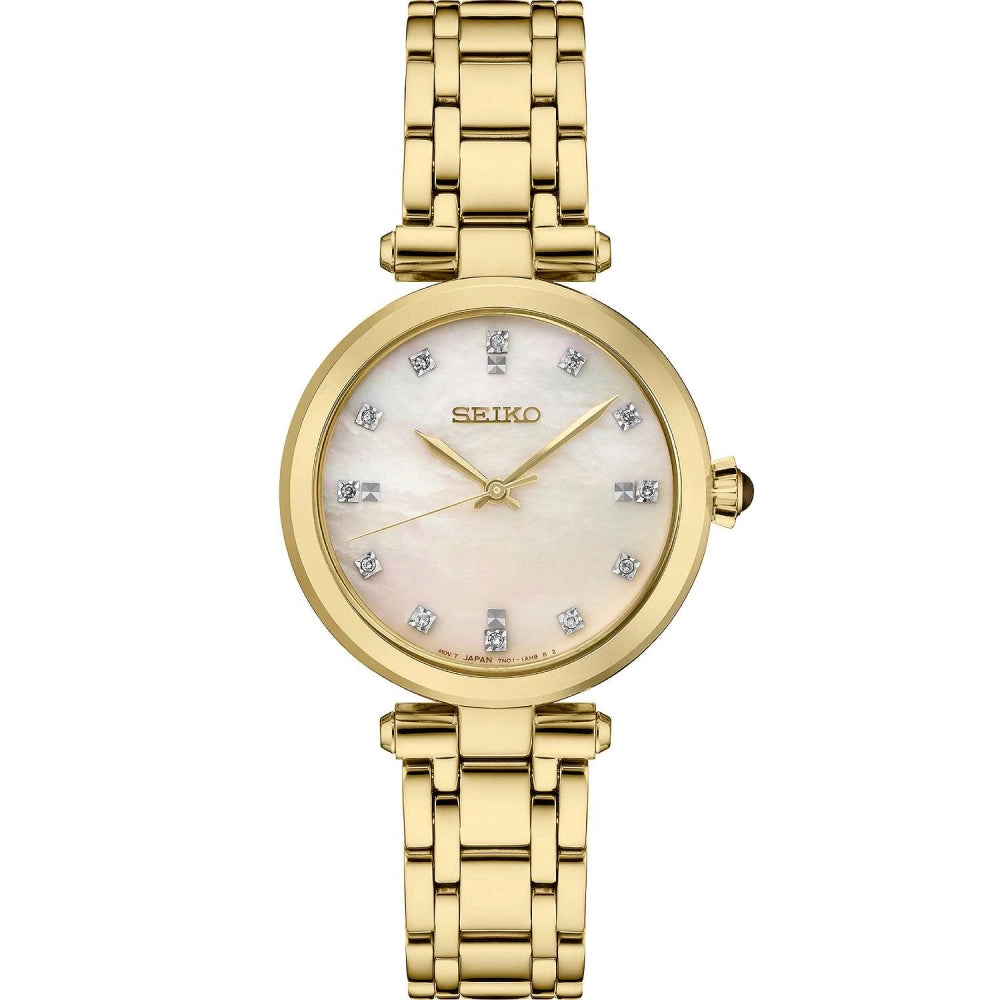 Seiko Diamond Collection Gold-Tone Quartz Watch with Diamonds, SRZ536