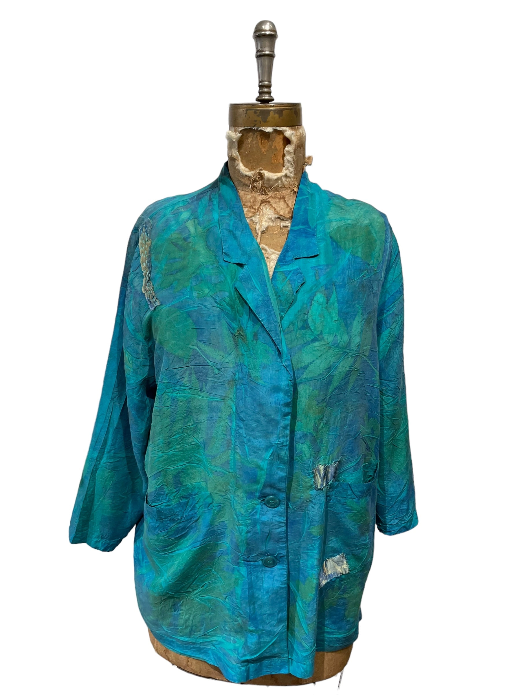 Silk eco dyed long sleeve blouse