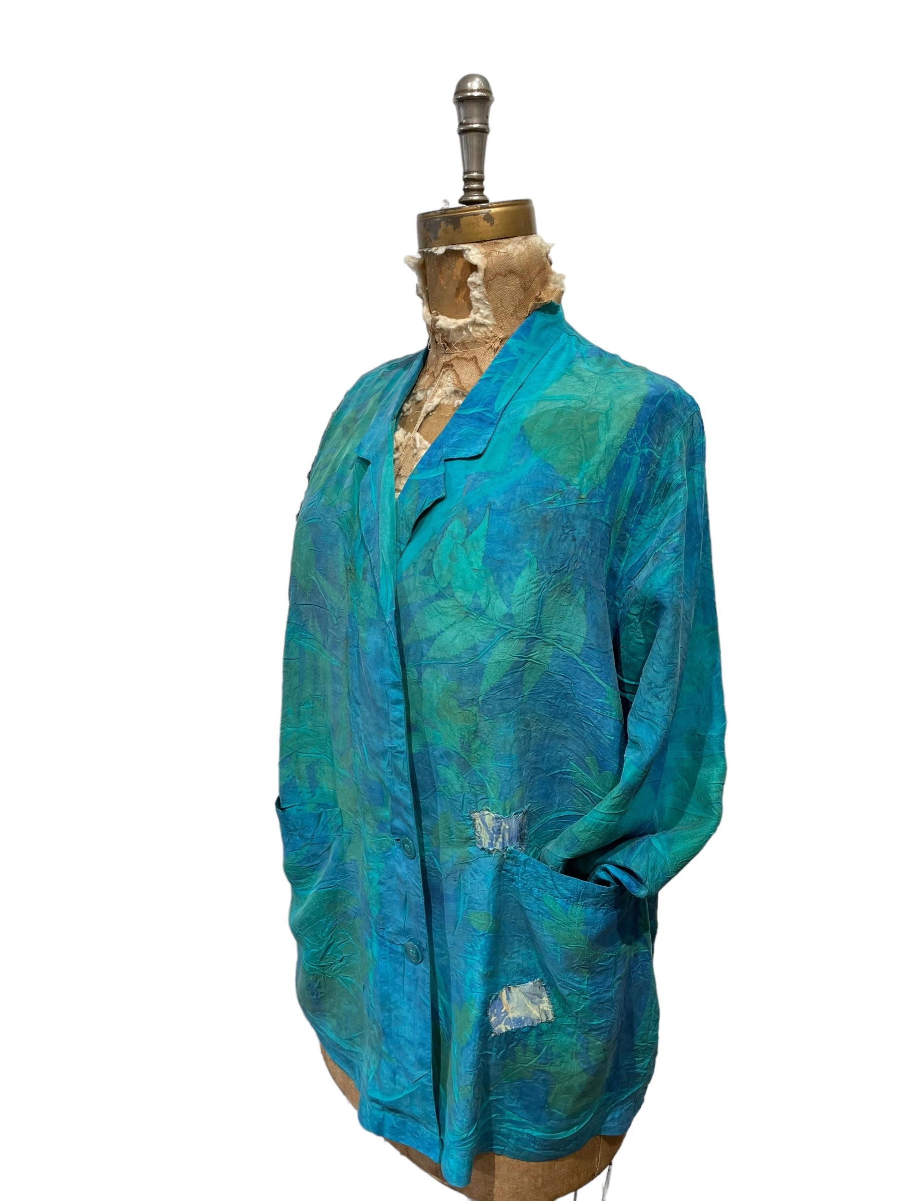 Silk eco dyed long sleeve blouse