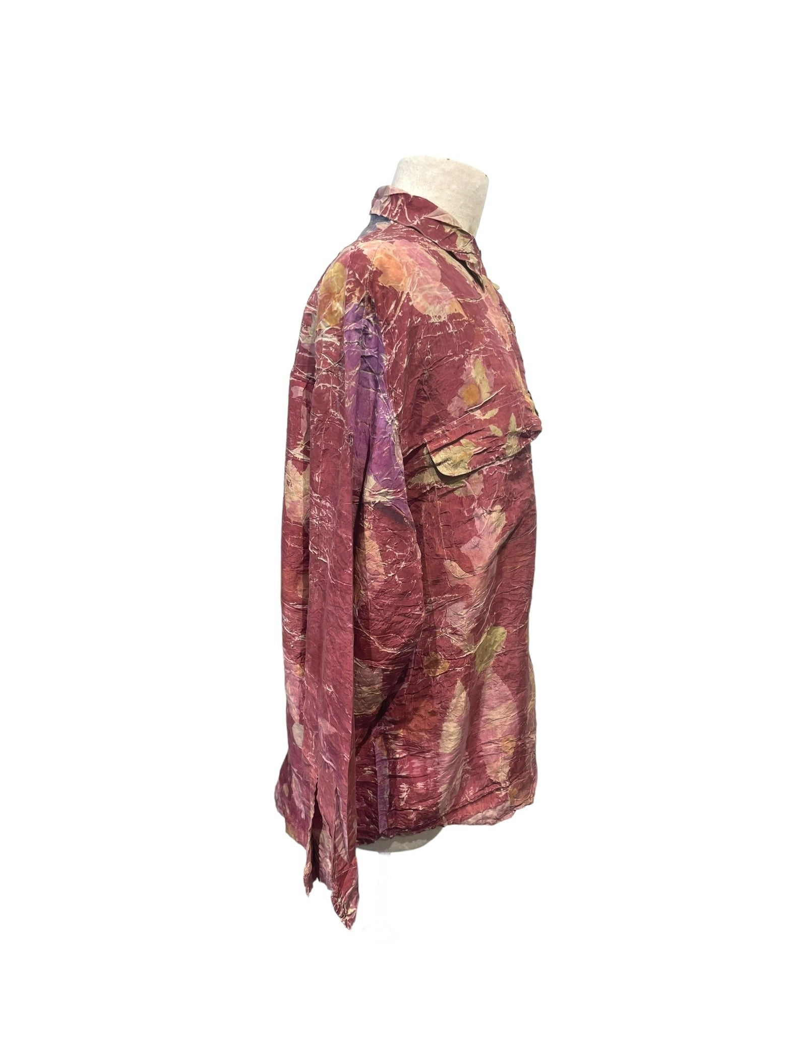 Silk eco dyed long sleeve blouse