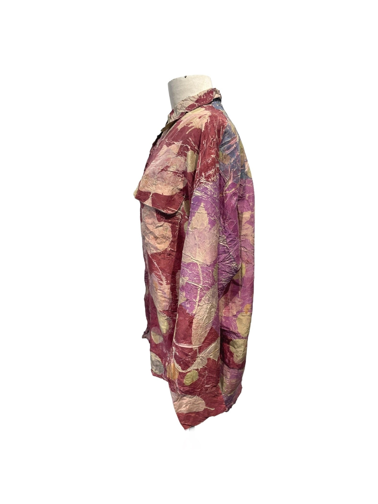 Silk eco dyed long sleeve blouse