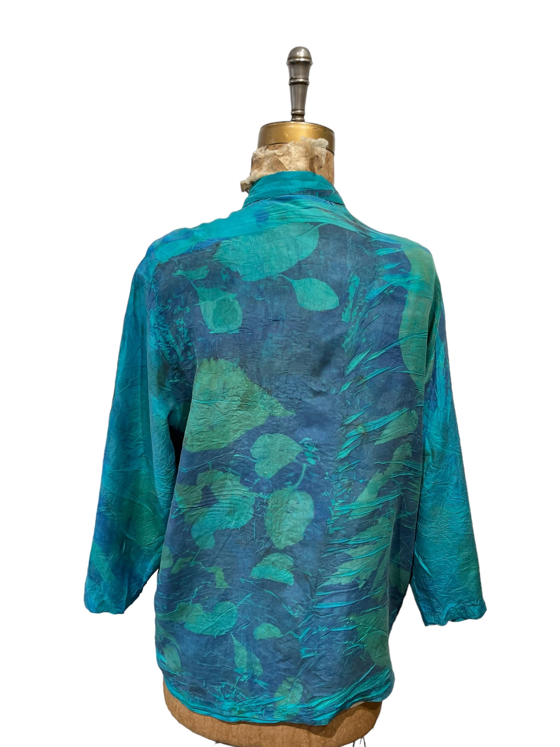 Silk eco dyed long sleeve blouse