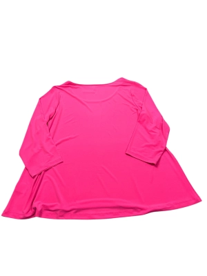 Top 3/4 Sleeve By Susan Graver In Pink, Size:1X