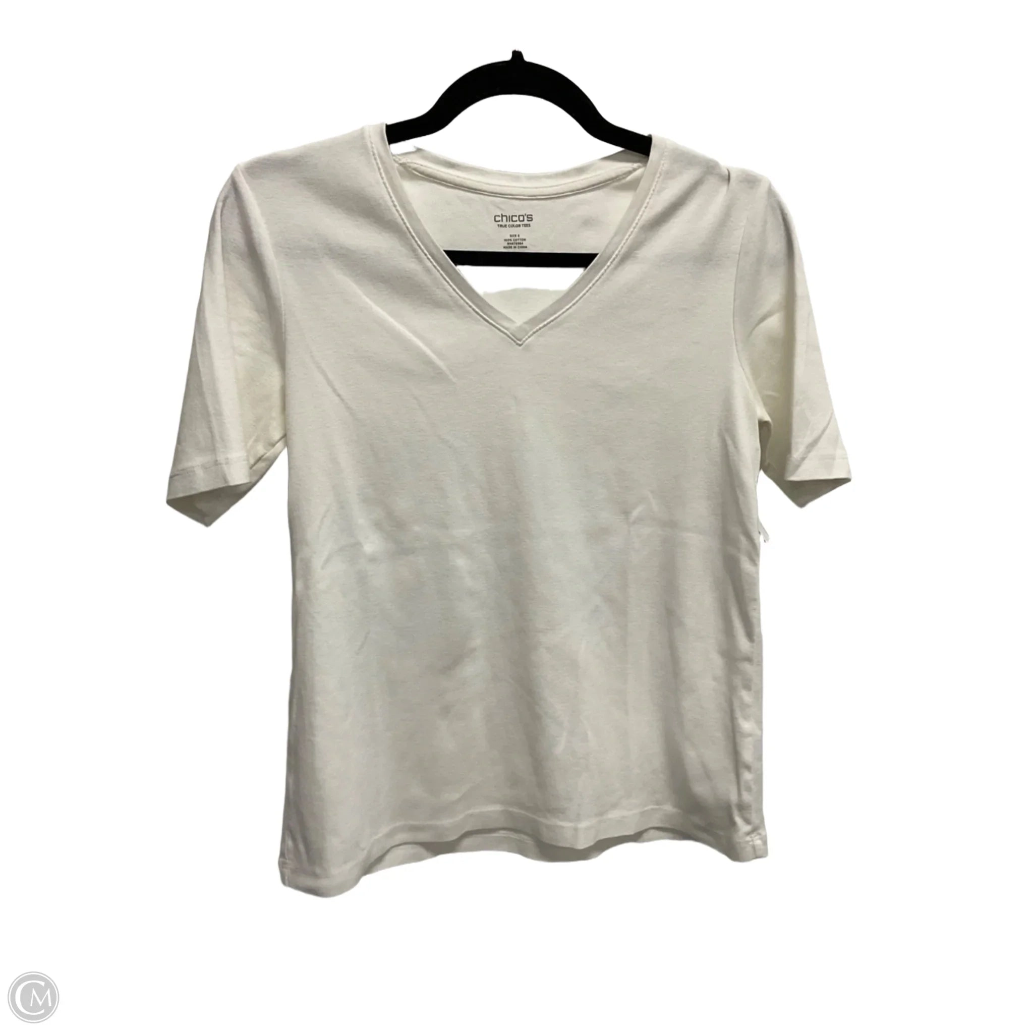 Top Short Sleeve Basic By Chicos In White, Size: S
