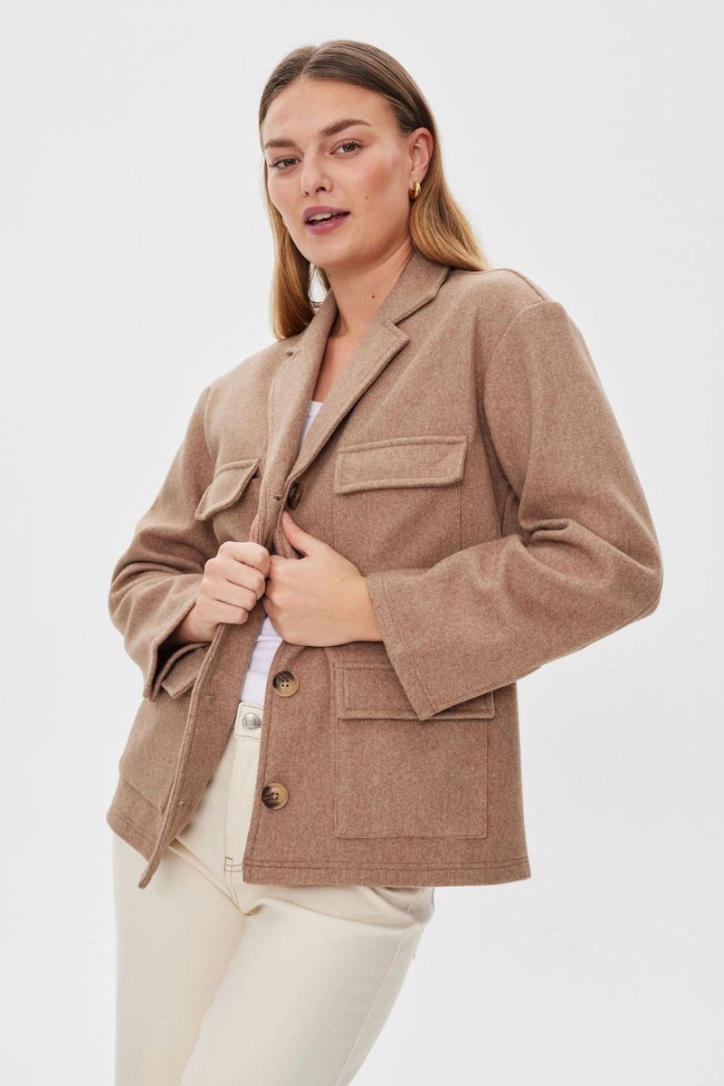 Yanna Jacket | Taupe Grey Melange | Jakke fra Freequent